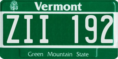 VT license plate ZII192