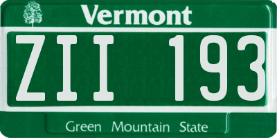 VT license plate ZII193