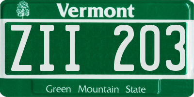 VT license plate ZII203