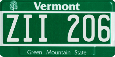 VT license plate ZII206