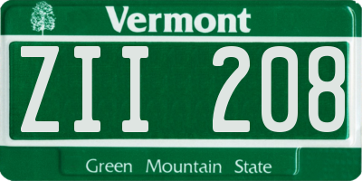 VT license plate ZII208