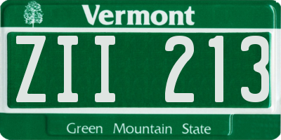 VT license plate ZII213