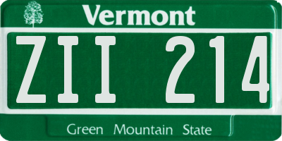 VT license plate ZII214