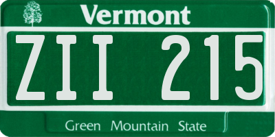 VT license plate ZII215