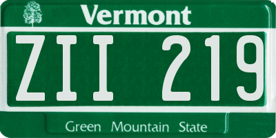 VT license plate ZII219