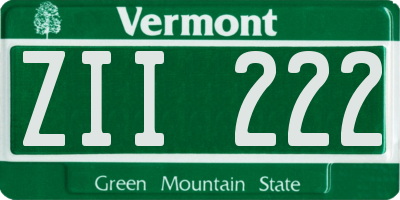 VT license plate ZII222