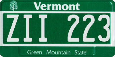 VT license plate ZII223