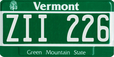 VT license plate ZII226