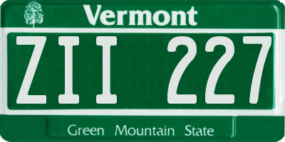 VT license plate ZII227