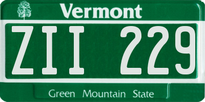 VT license plate ZII229