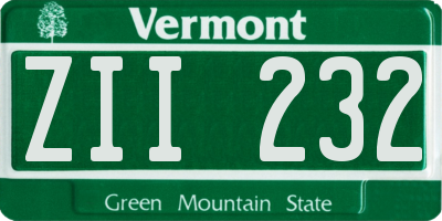 VT license plate ZII232