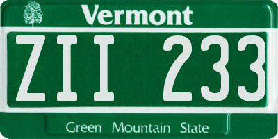 VT license plate ZII233