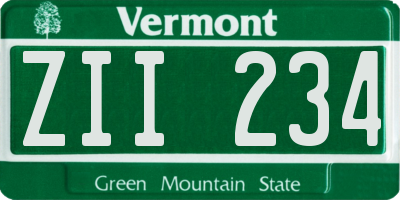 VT license plate ZII234