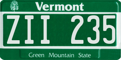 VT license plate ZII235