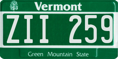 VT license plate ZII259