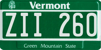 VT license plate ZII260