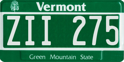 VT license plate ZII275