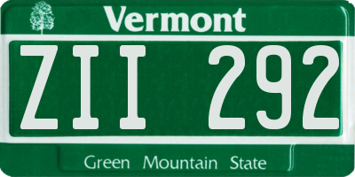 VT license plate ZII292