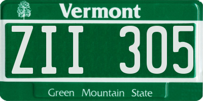 VT license plate ZII305