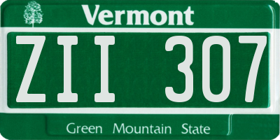 VT license plate ZII307