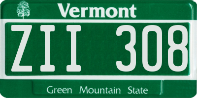 VT license plate ZII308