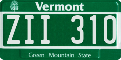 VT license plate ZII310