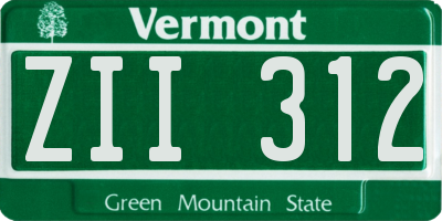 VT license plate ZII312