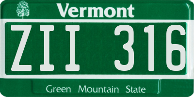 VT license plate ZII316