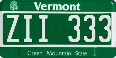 VT license plate ZII333