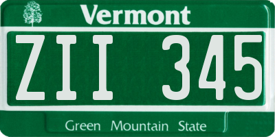 VT license plate ZII345