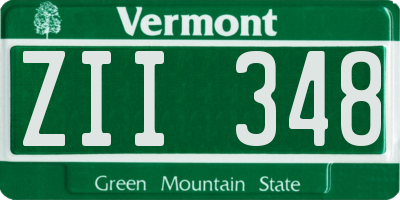 VT license plate ZII348