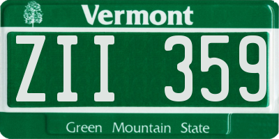 VT license plate ZII359