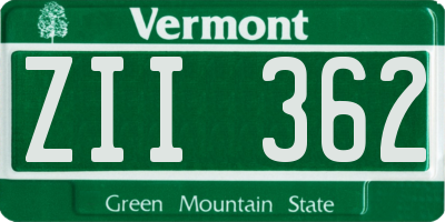 VT license plate ZII362