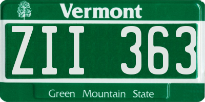 VT license plate ZII363