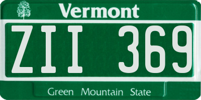 VT license plate ZII369