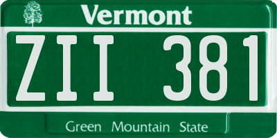 VT license plate ZII381