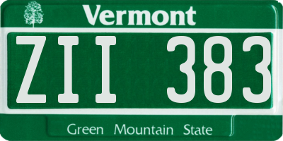 VT license plate ZII383