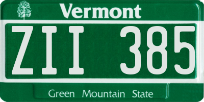 VT license plate ZII385