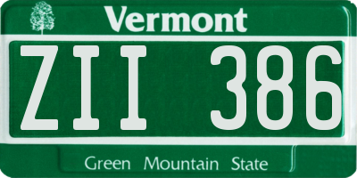 VT license plate ZII386