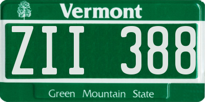 VT license plate ZII388