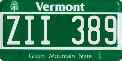 VT license plate ZII389