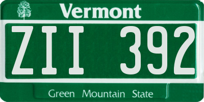VT license plate ZII392