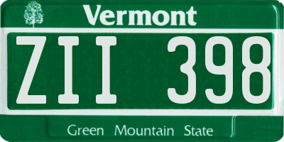 VT license plate ZII398