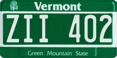 VT license plate ZII402