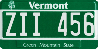 VT license plate ZII456