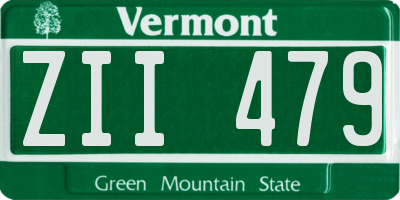 VT license plate ZII479