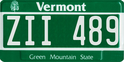 VT license plate ZII489