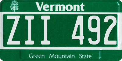 VT license plate ZII492