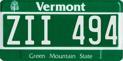 VT license plate ZII494