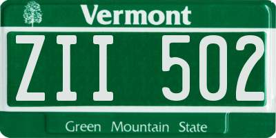VT license plate ZII502